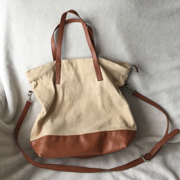 Tweed & leather tote