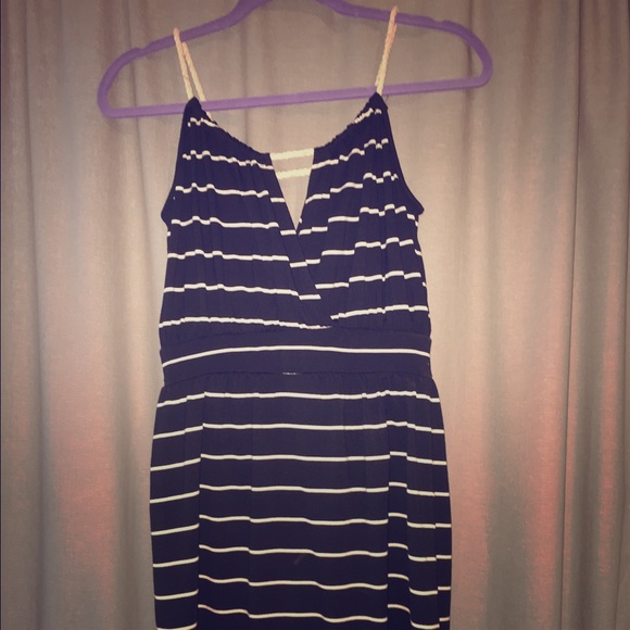 Black and white striped midi dress