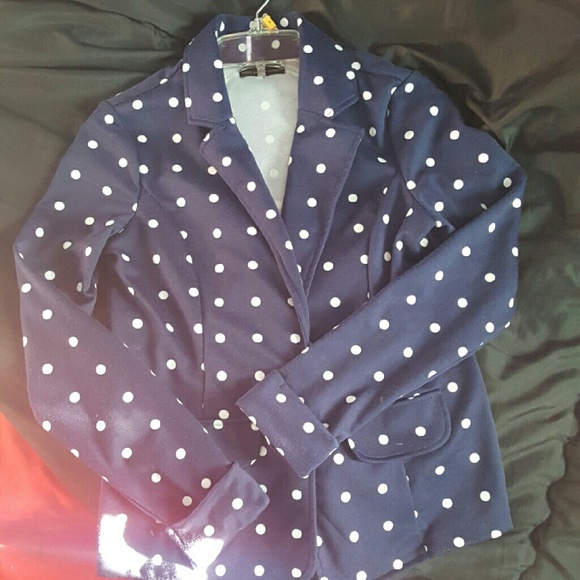 Taylored navy white polka dot blazer