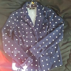 Taylored navy white polka dot blazer