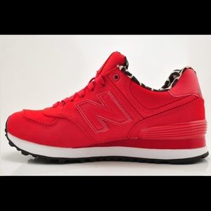 New Balance Women’s 574 Red Suede Sneakers