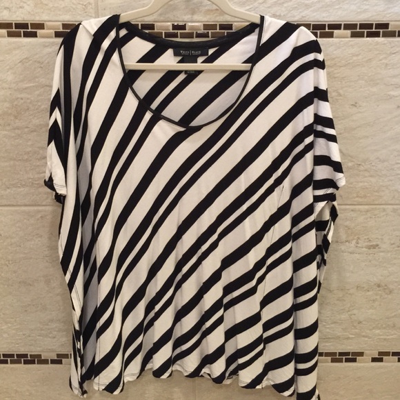 WHBM black & white striped kimono sleeved blouse
