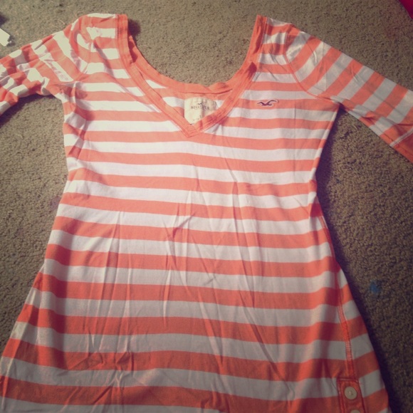 Orange/White striped Hollister Blouse