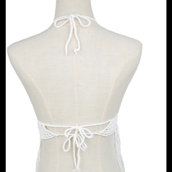 VANILLACROCHET BOHO CROP TOP TASSLE BRALETTE SHIRT - Picture 3 of 4