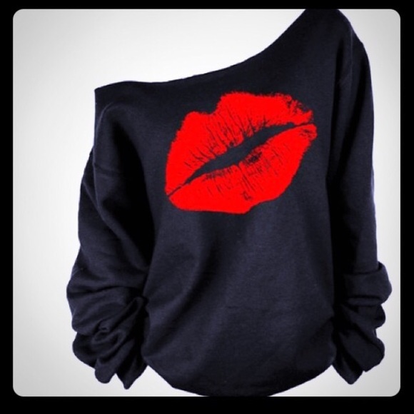 Black sweater w/ red kiss