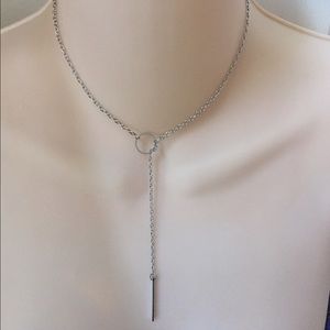 Silver lariat necklace