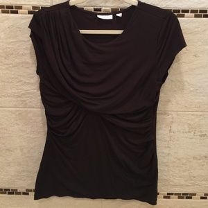 New York & Co. Ruched stretch black top