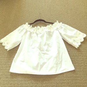 White off shoulder blouse with crochet detail