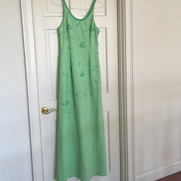 Beaded gown in spring green