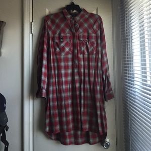 Red plaid oversized Madewell Shirt Dress