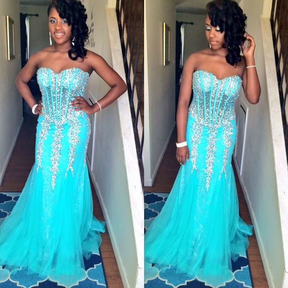 jovani turquoise prom dress