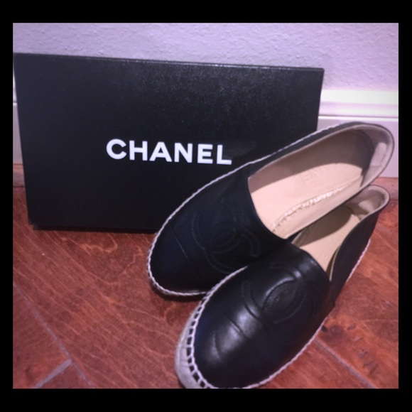 Chanel Authentic - black leather espadrilles - 36