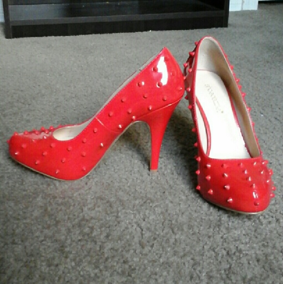 NEVER WORN | Spiked Red Pumps by Shoe Dazzle
