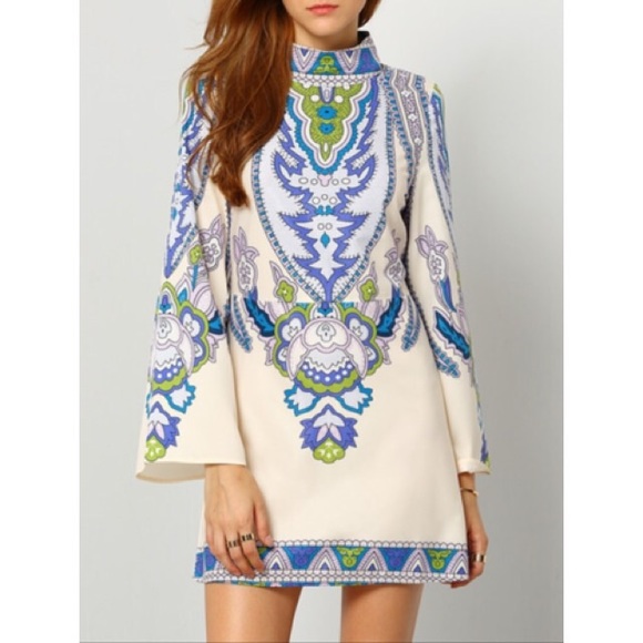 🆕 Sheinside Long sleeve geo print shift dress