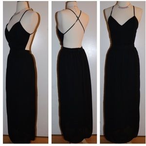 Windsor Black long maxi backless dress