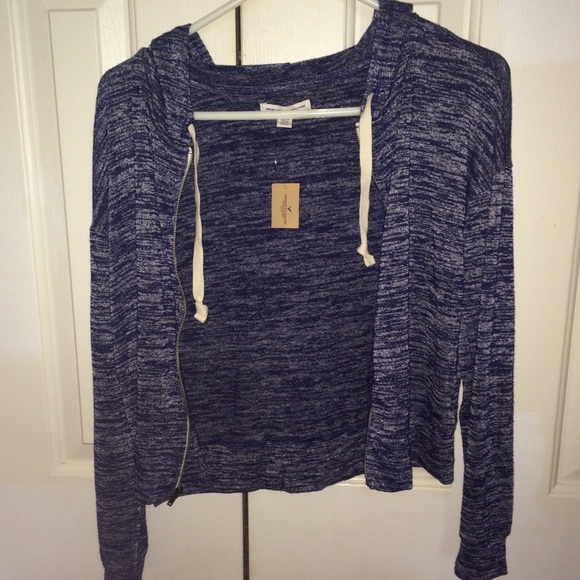 Blue and Gray Washed Out Cropped Sweater - Picture 1 of 1