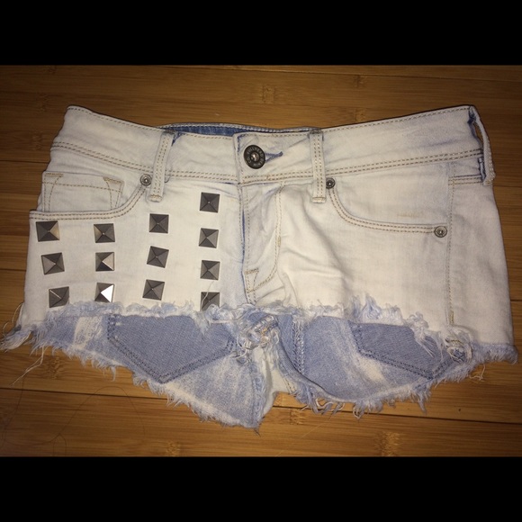 Light Denim Studded Jean Shorts
