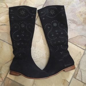 Jack Rogers black suede tall boots