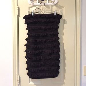 Elizabeth and James Black Strapless Ruffle Dress