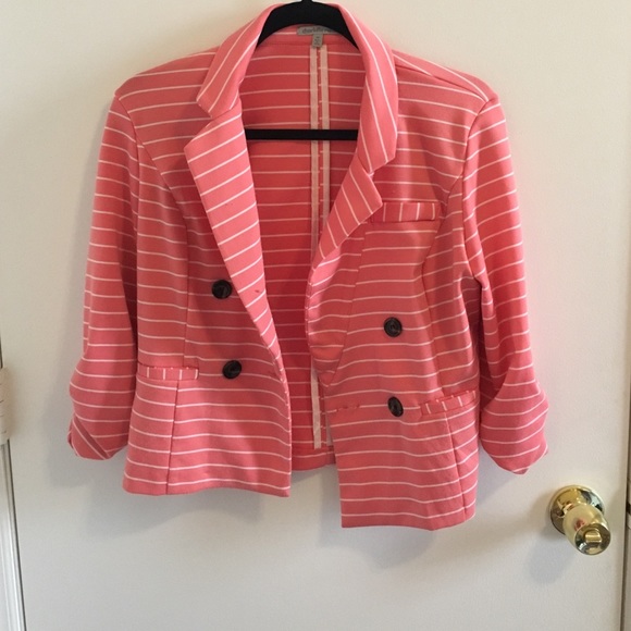 Peach and white stripe blazer