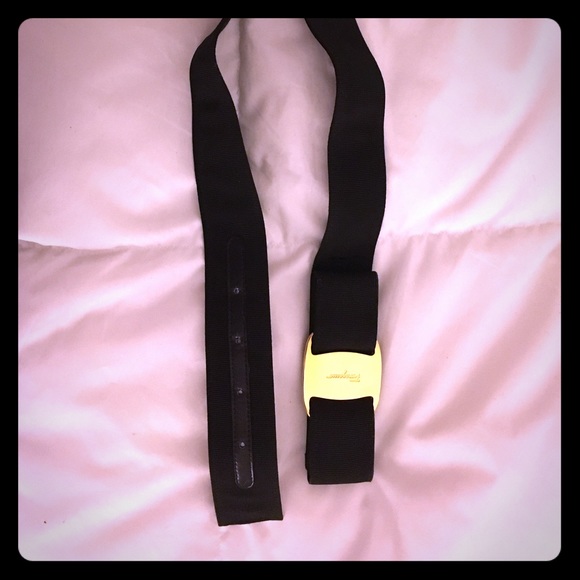 EUC BLACK Ferragamo adjustable ribbon belt.