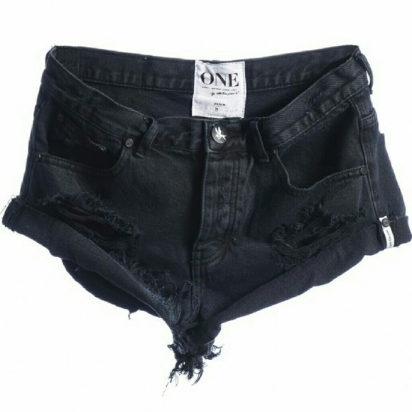 One Teaspoon Pants - One Teaspoon Bandits Shorts Fox Black 29