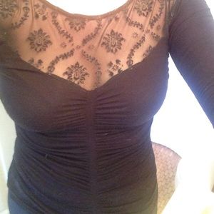 Free People black stretchy ruched shirt