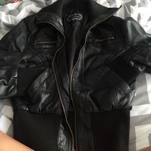 Black Fux Leather Jacket