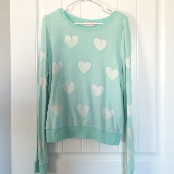 Mint green and heart sweatshirt