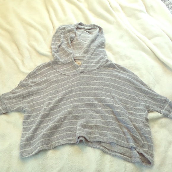 Gray and white striped hoodie! never worn!