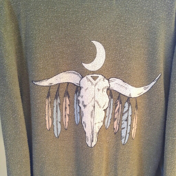 Olive green Wildfox skull hoodie