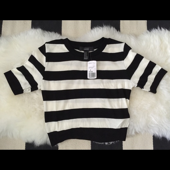 black and white striped crop top