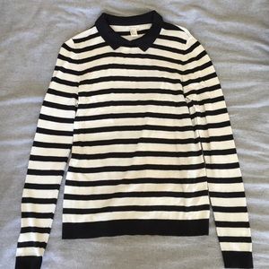 Never worn black & white stripe collar sweater