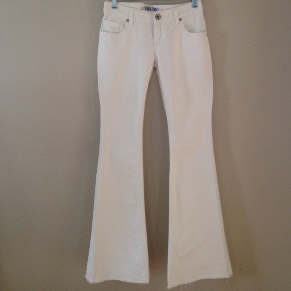 white jeans frayed bottom