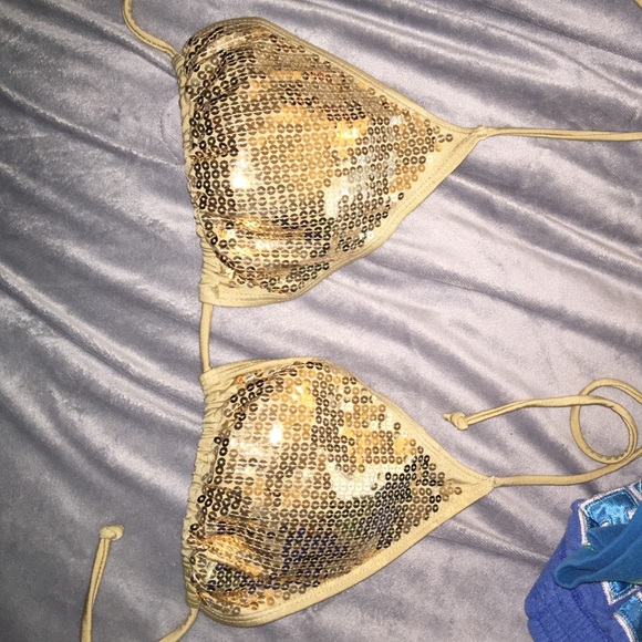 gold sequin bathing suit top