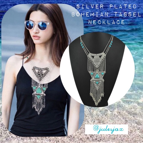 Jewelry - Mermaid queen beachy silver plated tassel necklace