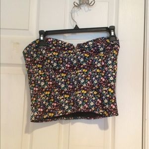 Flower bustier zip front top
