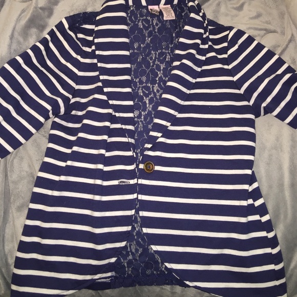 navy and white blazer