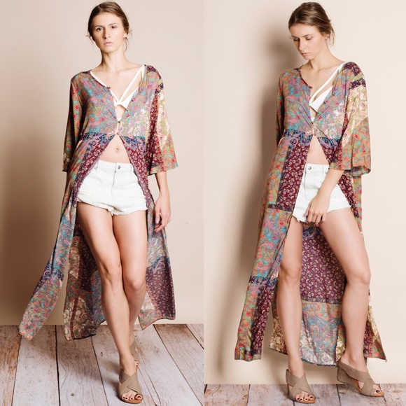 Self Portrait Printed Maxi Kimono Duster - Picture 4 of 4