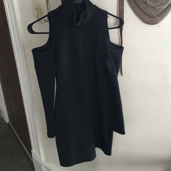 Vintage Black Turtleneck Cut-Out Dress