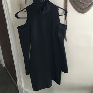 Vintage Black Turtleneck Cut-Out Dress