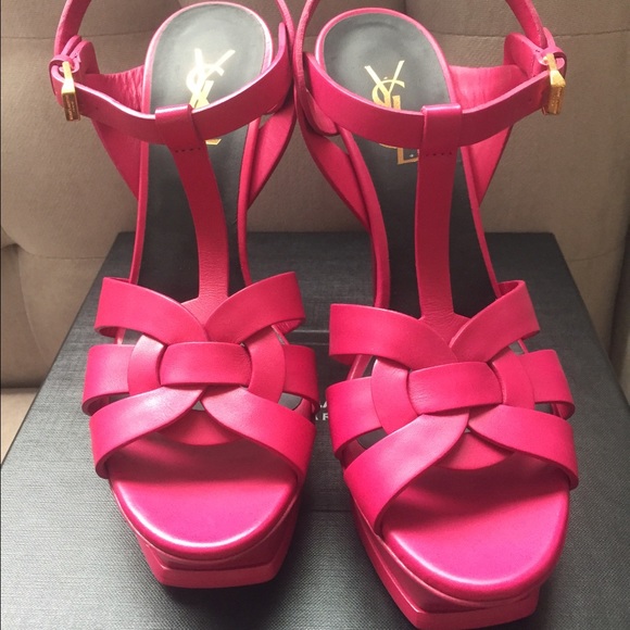 fuchsia platform sandals