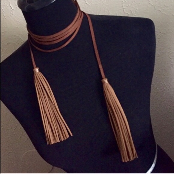 🔥Brown Faux Suede Tassel Necklace - Picture 3 of 4