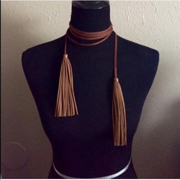 🔥Brown Faux Suede Tassel Necklace - Picture 2 of 4