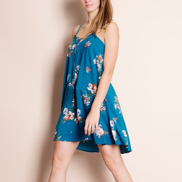 "Color of the Sky" Floral Printed Mini Dress - Picture 2 of 4