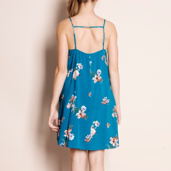 "Color of the Sky" Floral Printed Mini Dress - Picture 3 of 4