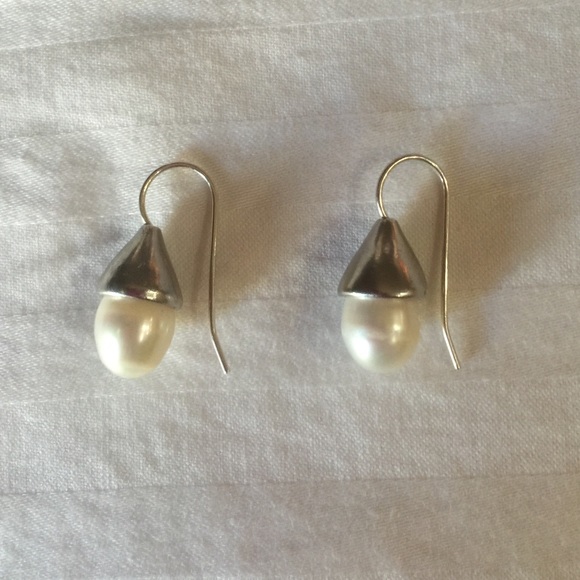 Faux pearl earrings.