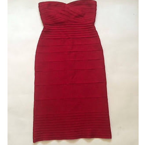 Red Herve Leger bandage dress
