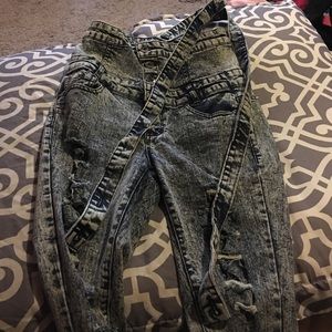 High waist pants with suspenders