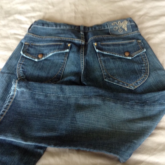 Gold sign cropped Jeans